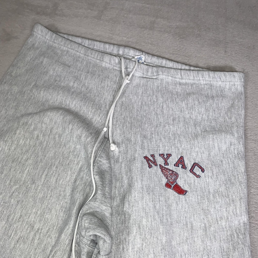 Vintage Champion Reverse Weave Sweatpants Mens XL Gray NYAC USA Open Hem
